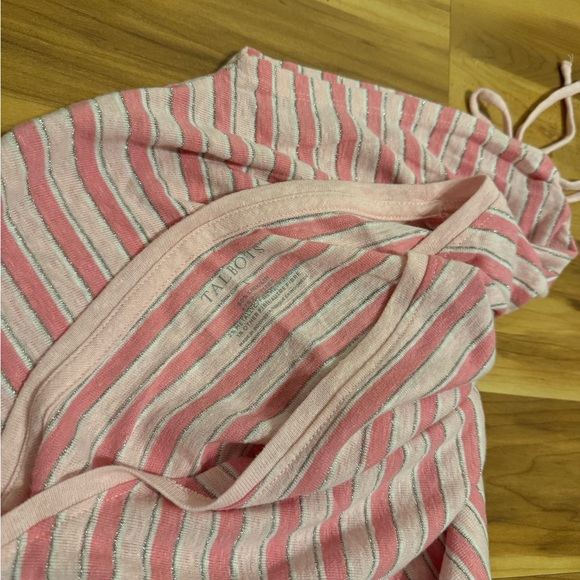 Talbots | Pink Striped Shirt Sleeve Top - Picture 2 of 4